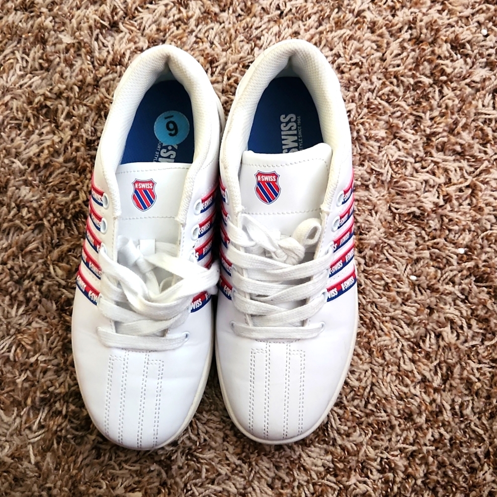 K-Swiss tennis shoes white patriotic striped womens size 6